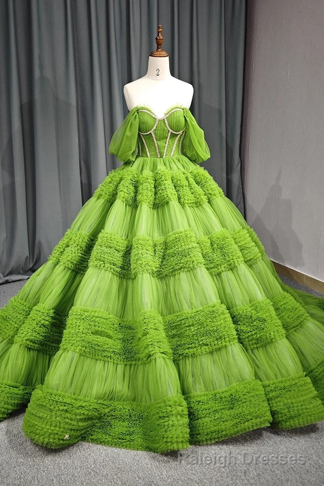 Quinceanera Dress Green Exquisite A Line Off-the-Shoulder Ball Gown Main image