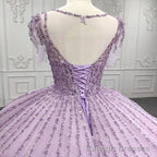 Quinceanera Dress Princess Sheer Neck Long Prom Dresses Short Sleeves Ball Gowns