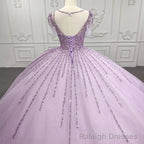 Quinceanera Dress Princess Sheer Neck Long Prom Dresses Short Sleeves Ball Gowns