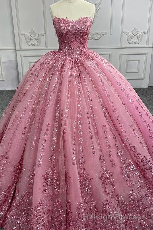 Quinceanera Dress Romantic Court Train Ball Gown Strapless Pleated