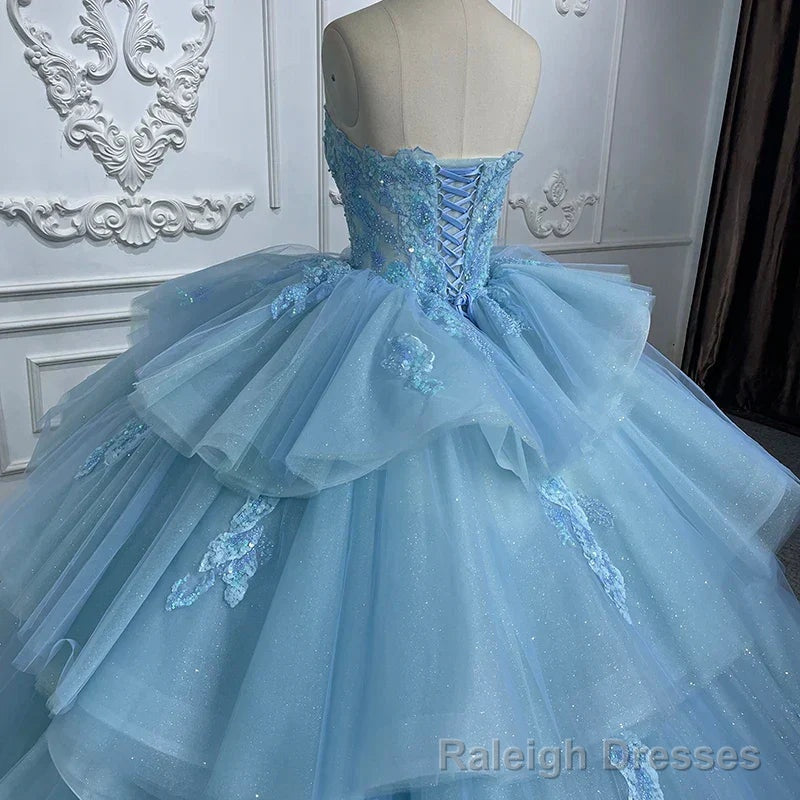 Quinceanera Dress Romantic Princess Sleeveless Quinceanera Dresses Ruffle Strapless Sequins Ball Gown