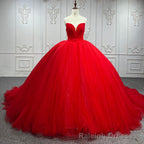 Quinceanera Dress Simple Red Sweetheart Party Dress Ruched Sleeveless Prom Dresses Ball Gown