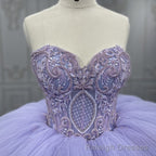 Quinceanera Dress  Strapless Ball Gown Crystal  Lavender