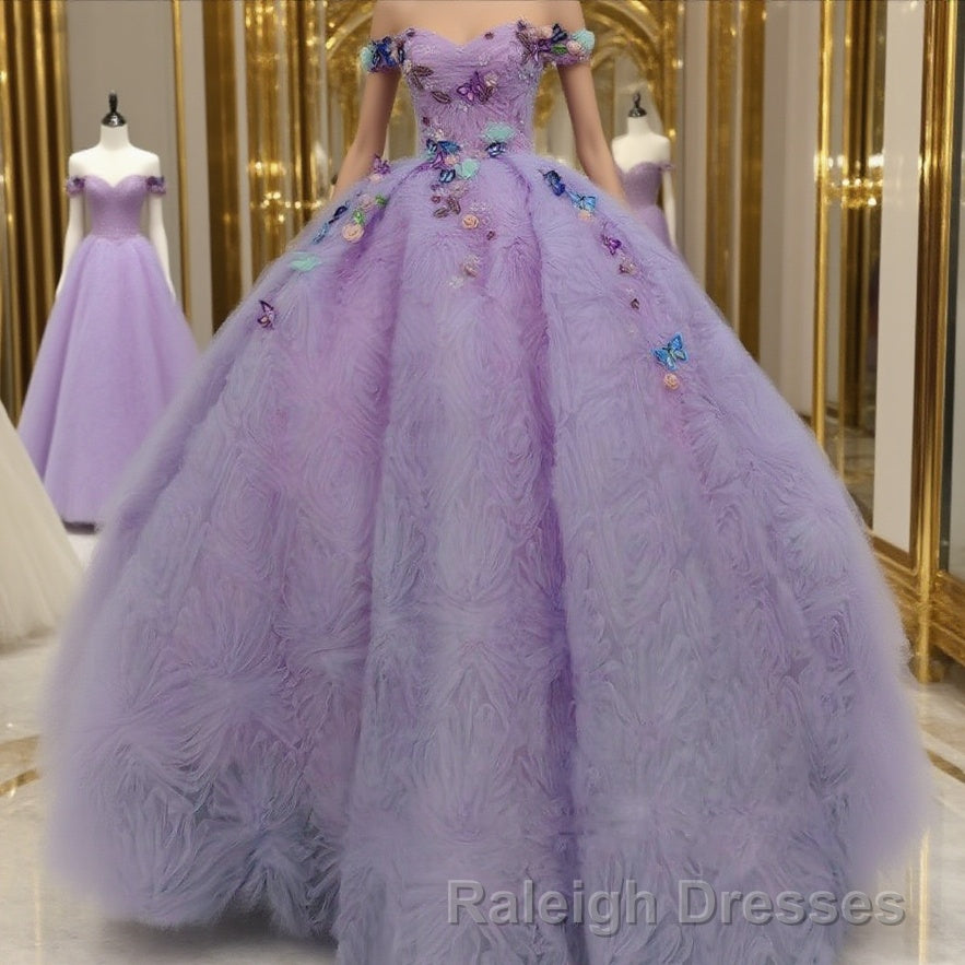 Quinceanera Dresses Off the Shoulder Party Dress Sweetheart Neck Lavender Tulle Ball Gown Main image