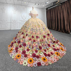 Quinceanera Flower Off-the-Shoulder Ball Gowns Dress