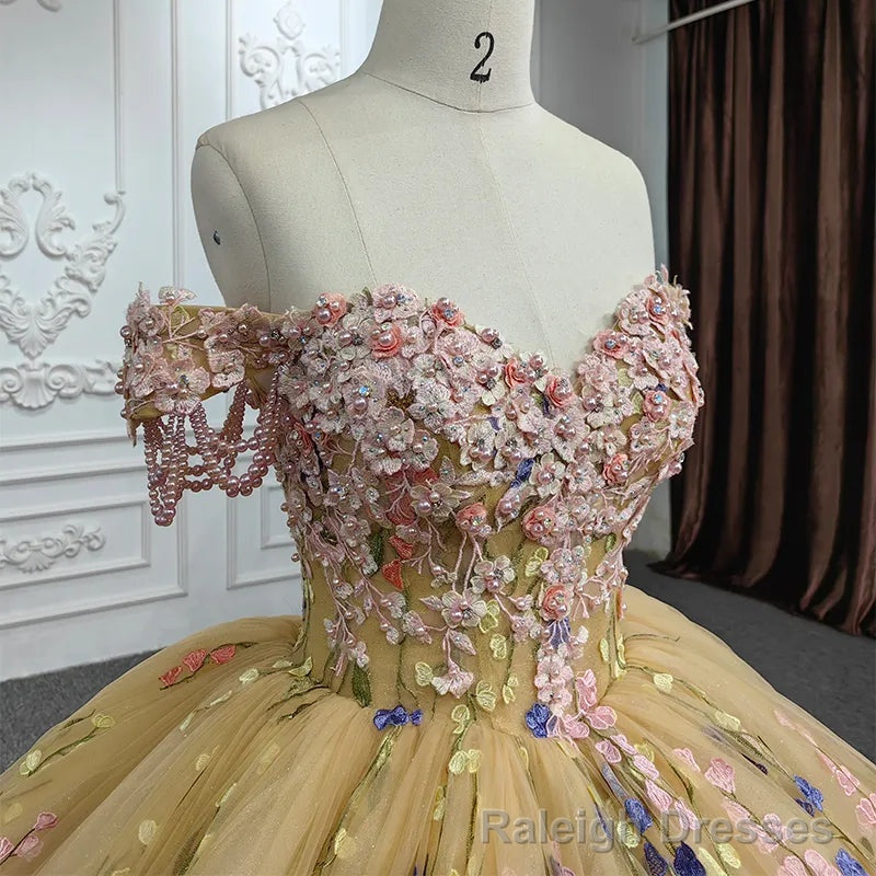 Quinceanera Flower Off-the-Shoulder Ball Gowns Dress