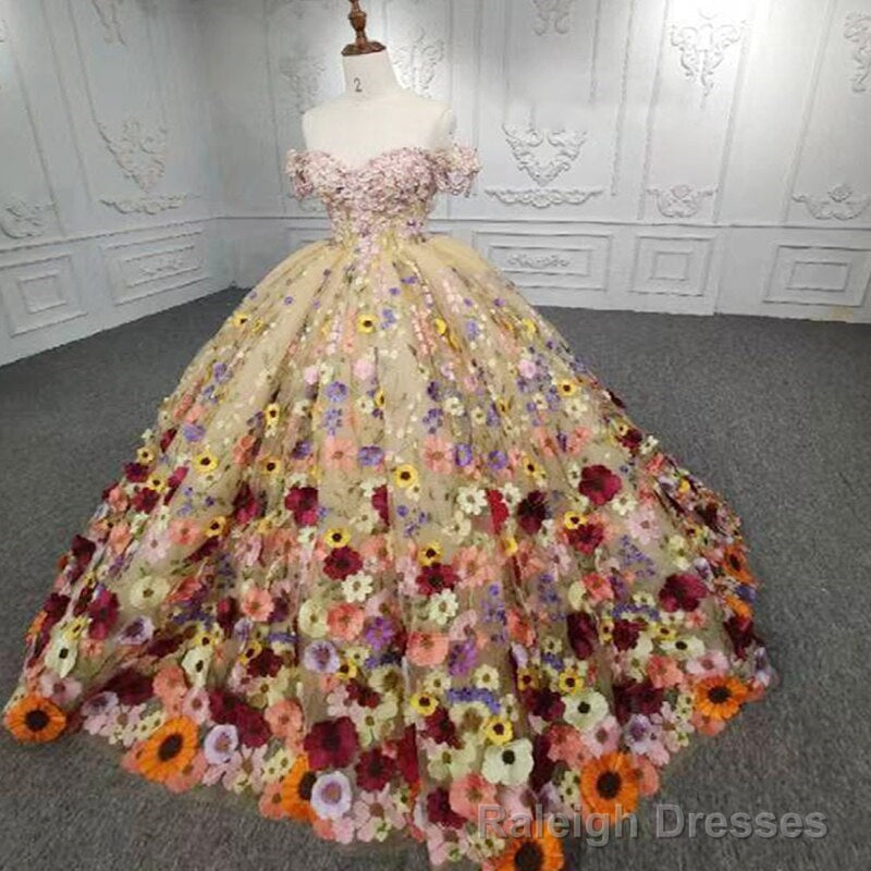 Quinceanera Flower Off-the-Shoulder Ball Gowns Dress