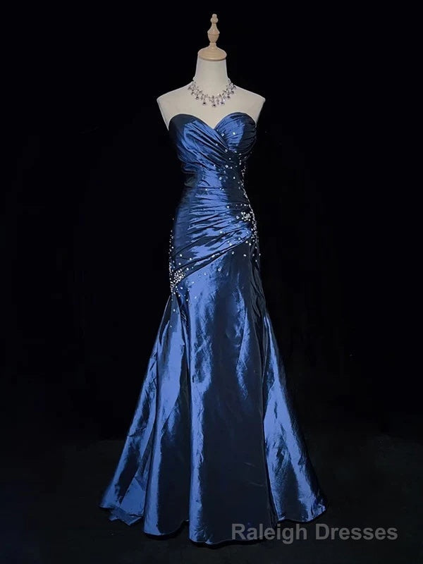 Sexy Sweetheart Sleeveless Mermaid Satin Long Prom Dresses For Prom Online Main image