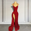 Real Sample High Slit Halter Sleeveless Sparkly Red Sequined Black Girls Long Prom Dress