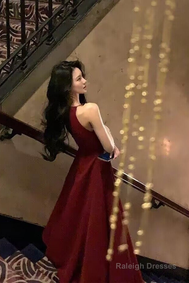 Red A Line Long Prom Dress Halter Formal Party Gown Secondary image