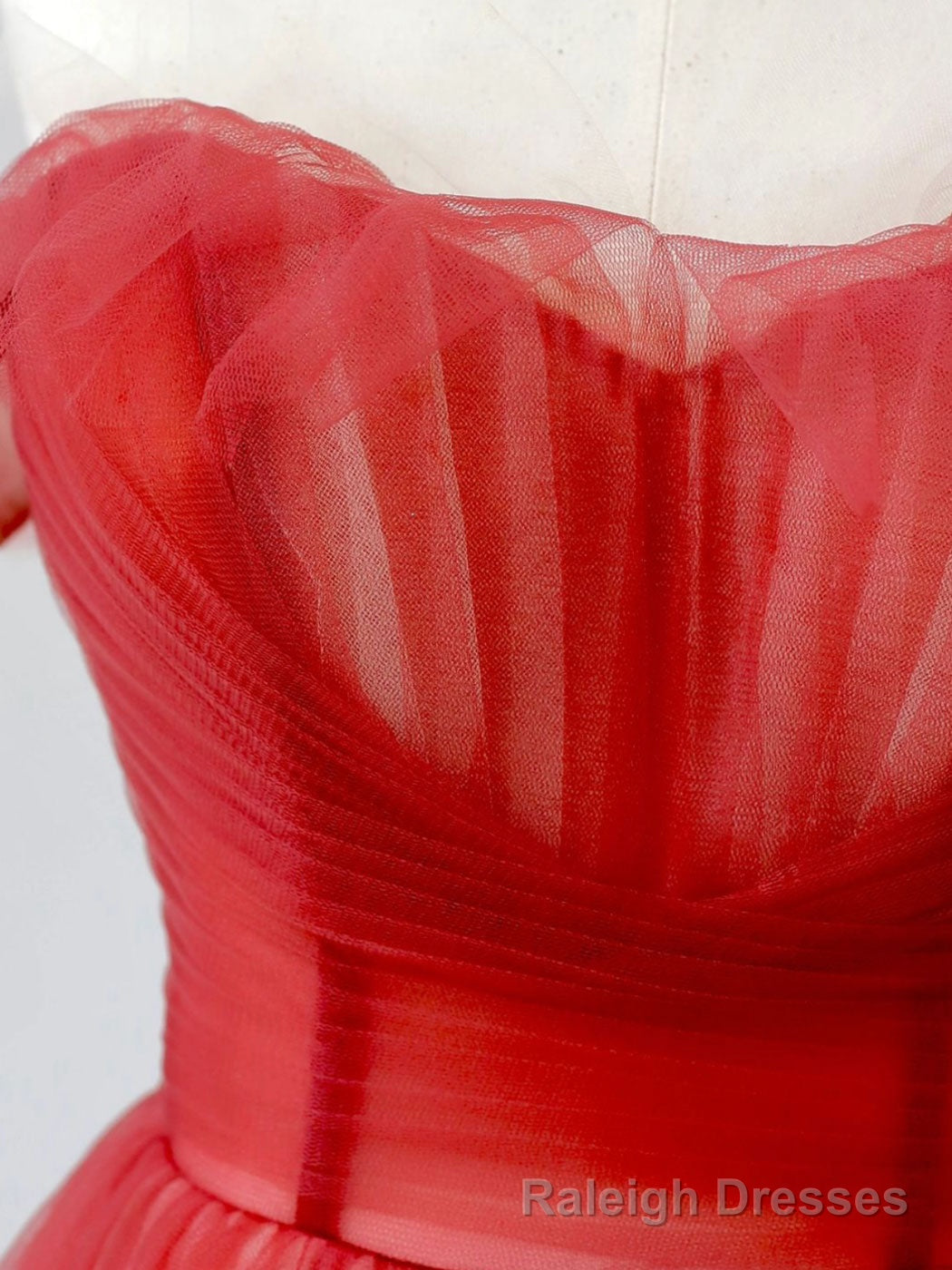 Red A Line Long Prom Dress, Red Tulle Formal Graduation Dresses