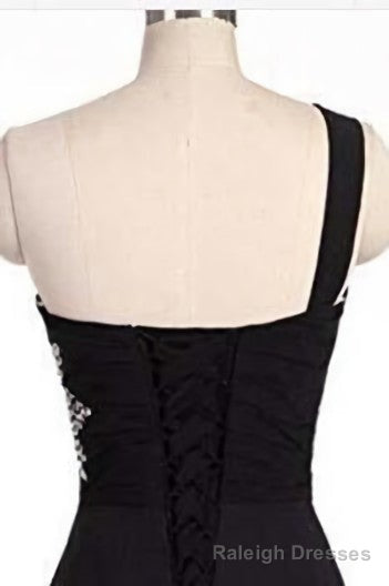 Red and Black One Shoulder Chiffon Beaded Homecoming Dress, Gradient Short Prom Dress Secondary image