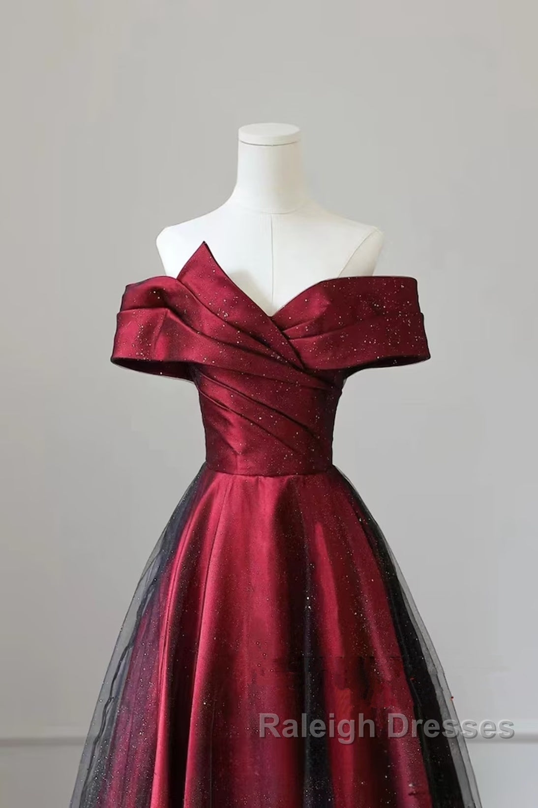 Red And Black Satin Party Dress Prom Dress, A-Line Satin Evening Dress Secondary image