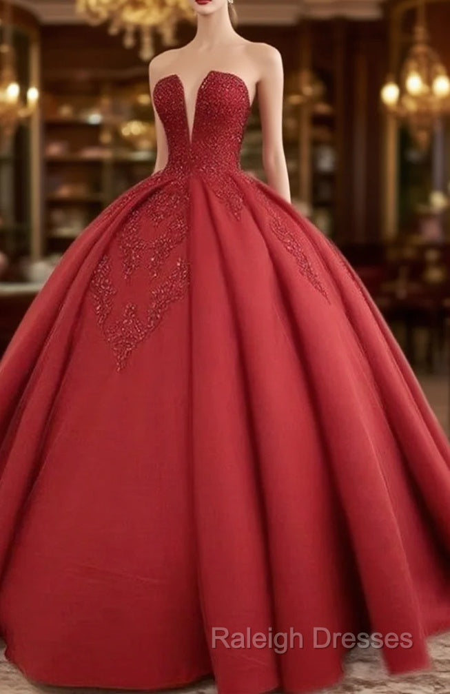 Red ball gown long prom dresses, evening dresses,party dresses, formal dress Main image