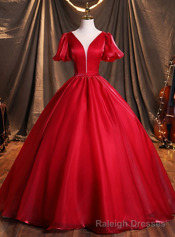 Red Ball Gown Puff Sleeve Quinceanera Dresses