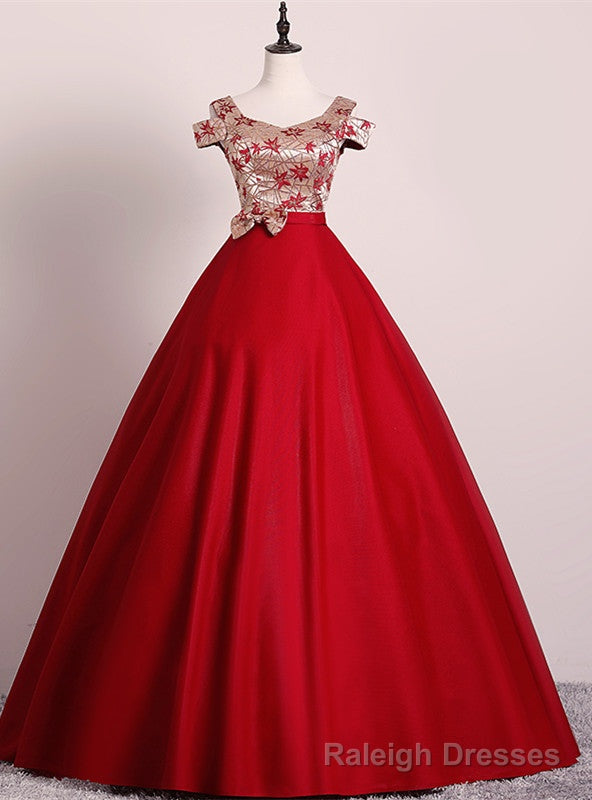 Red Ball Gown Satin Embroidery Quinceanera Dress Main image
