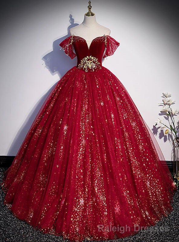 Red Ball Gown Tulle Sequins Beading Prom Dress Main image