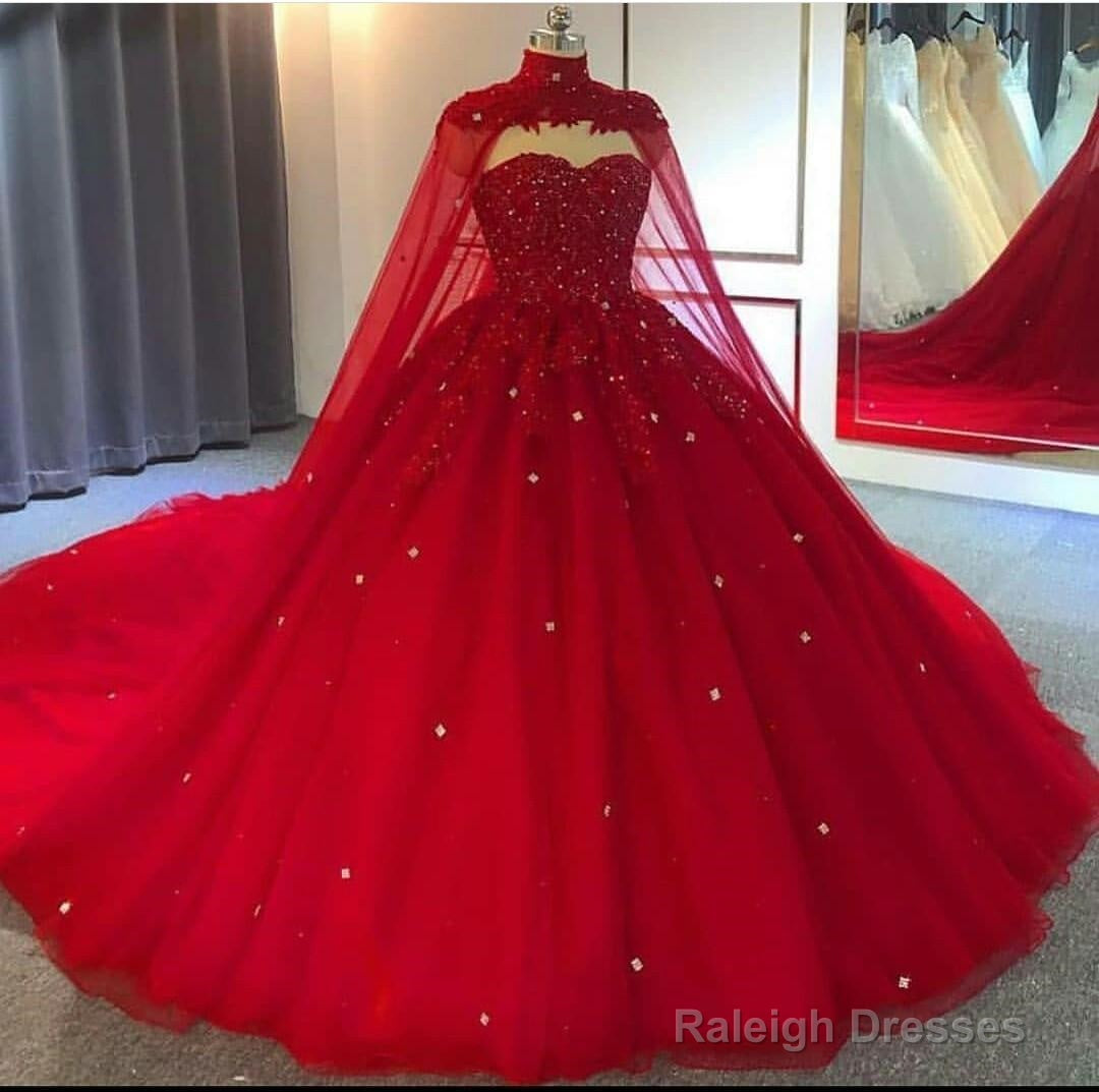 Red Ball Gown Wedding Dresses Crystals Sweet 16 Quinceanera Dress