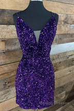 Red Criss-Cross Straps Sequins Tight Short Hoco Dress
