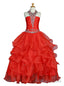 Red Girls Pageant Dresses For Weddings Ball Gown Halter