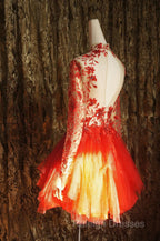 Red Lace Prom Dresses Long Red Tulle Lace Short Prom Dresses