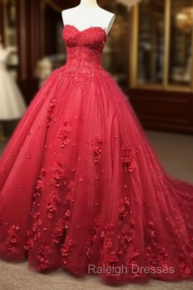 Red Lace Prom Dress With Train