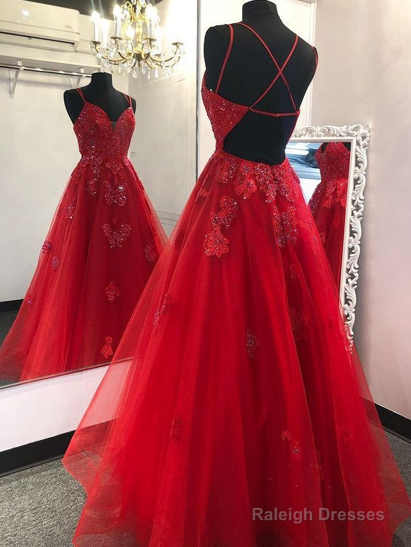 Red Long Prom Dress With Appliques And Beading,Prom Dresses,Pageant Dress Secondary image