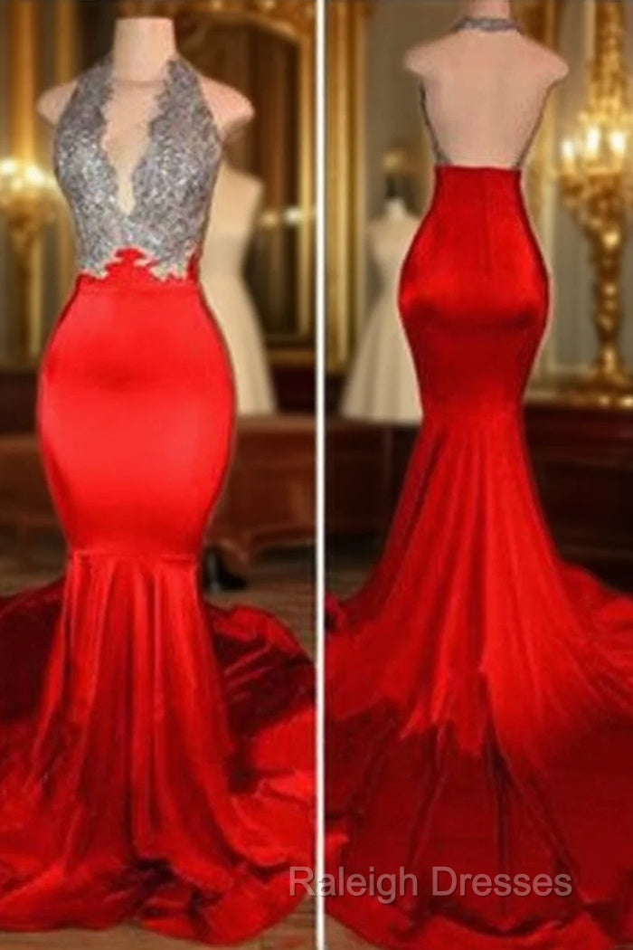 Red Mermaid Prom Dress,Backless Prom Dress,Evening Gowns,Formal Dress Main image