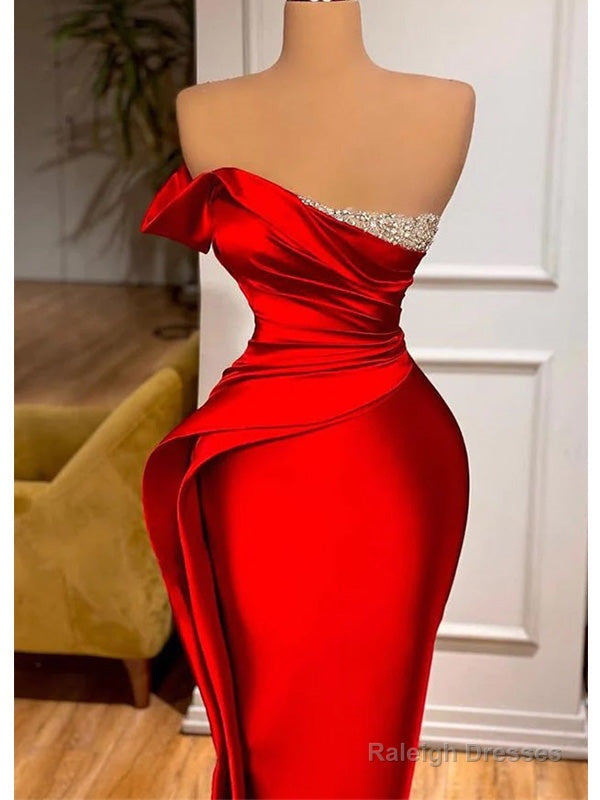 Red Off The Shoulder Mermaid Prom Dress Evening Dress With Pleats,