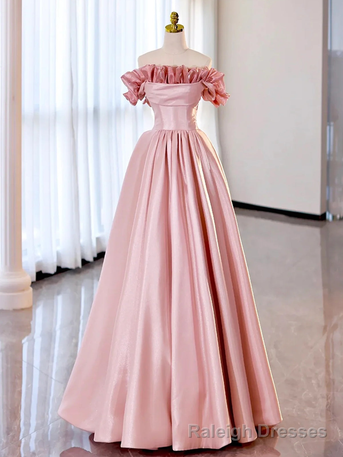 Red Pink Satin Long Prom Dresses, Red Pink Satin Long Formal Prom Dresses