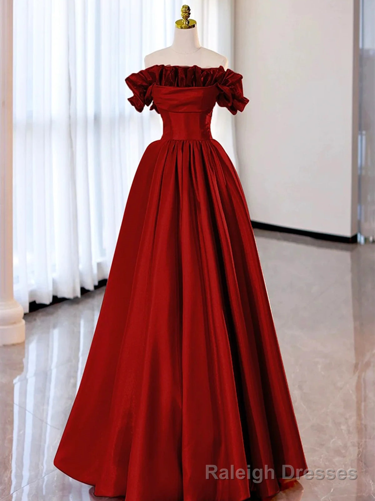 Red Pink Satin Long Prom Dresses, Red Pink Satin Long Formal Evening Dresses Secondary image