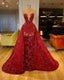 Red Prom Dresses Detachable Skirt Beading Sequins Shinning Long Evening Dresses Gowns