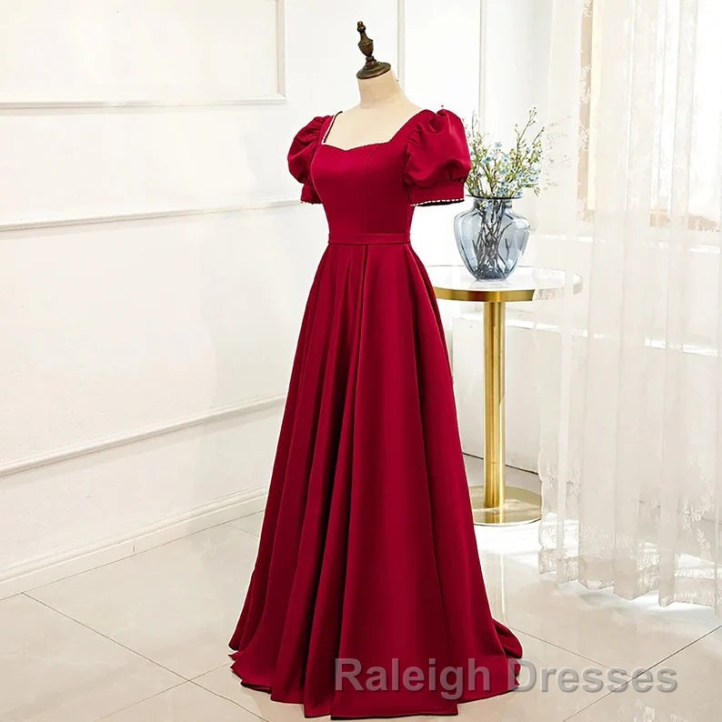 Red Puff Sleeve Prom Dress / Red Bridesmaid Dress / Victorian Dress Secondary image