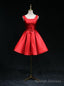 Red Satin Open Back Bow Homecoming Dress