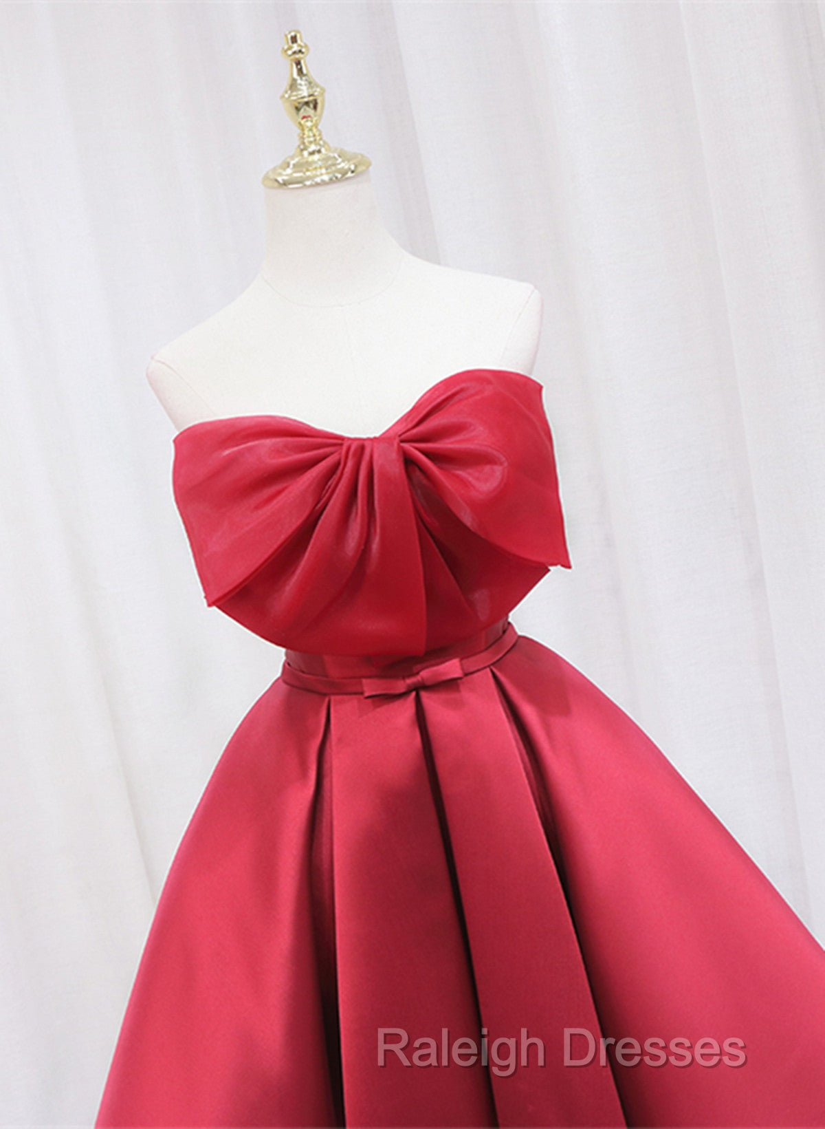 Red Satin Short Prom Dress Party Dress, Lovely Red Knee Length Homecoming Dress Secondary image