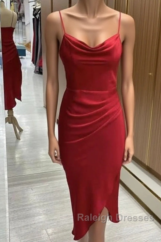 Red Satin Slip Bridesmaid Dresses Main image