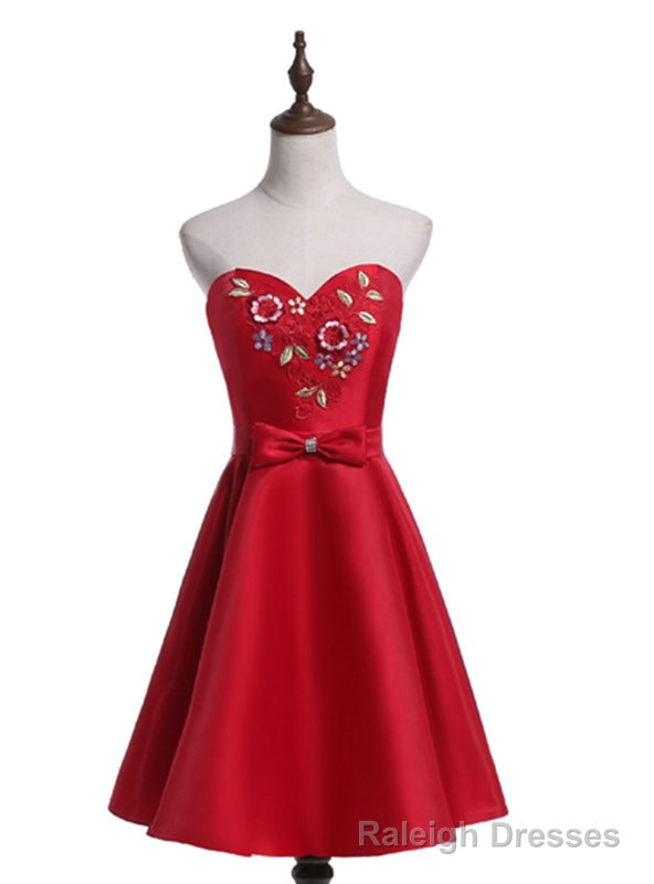 Red Satin Sweetheart Homecoming Dress Main image