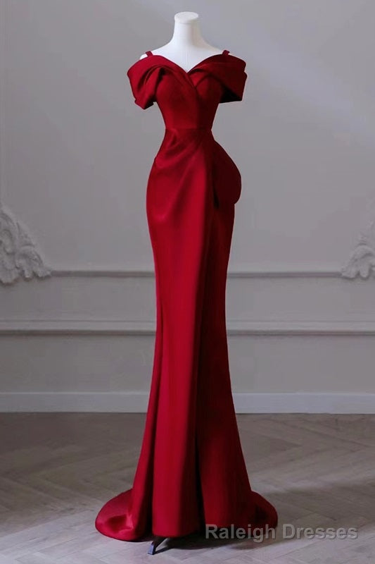 Red Satin Sweetheart Straps Long Formal Dress Red Long Prom Dress Main image