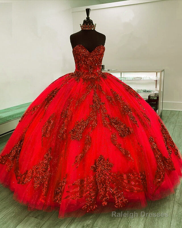 Red Sequin Embroidery Sweetheart Quinceanera Dresses Secondary image