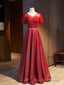 Red Sequins V Neck Short Sleeve Beading Prom Dress