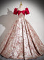 Red Short Sleeve Pleats Quinceanera Dress