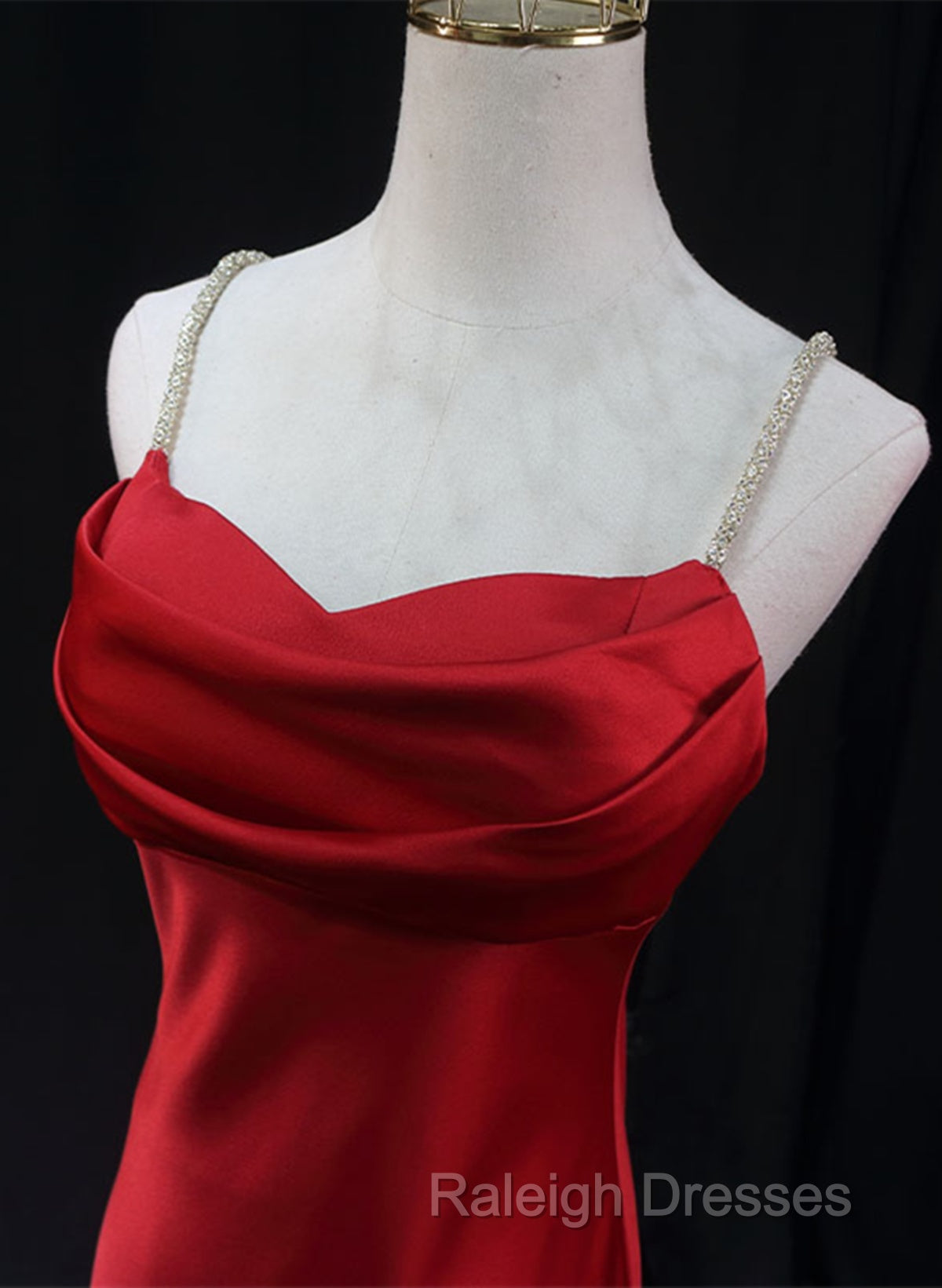 Red Soft Satin Long Party Dress Evening Dress, Red A-Line Formal Dress Secondary image