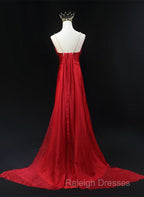 Red Soft Satin Long Party Dress Evening Dress, Red A-Line Formal Dress
