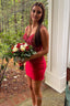 Red Spaghetti Straps Tight Homecoming Dress