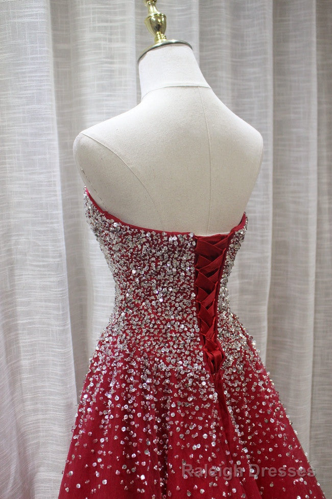 Red Sparkle Prom Dress , Handmade Charming Formal Gowns, Prom Dress