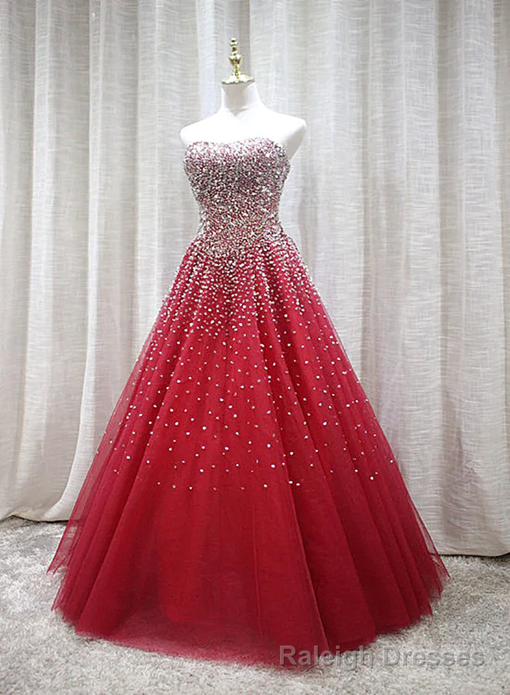 Red Sparkle Prom Dress , Handmade Charming Formal Gowns, Prom Dress Main image