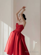 Red Sweetheart Neck Short Prom Dresses Red Prom Dresses