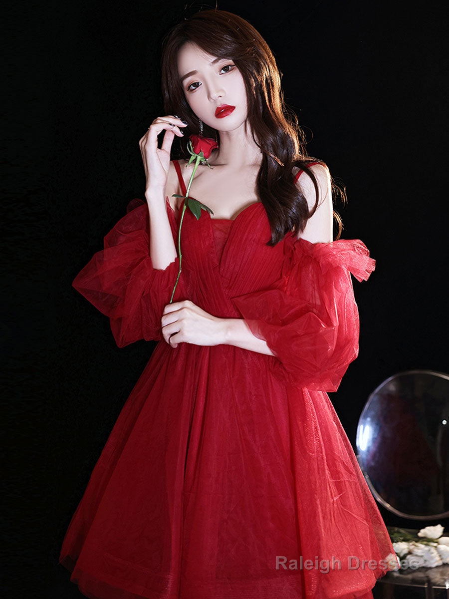 Red Sweetheart Neck Tulle Short Prom Dresses Cute Homecoming Dresses Secondary image