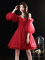 Red Sweetheart Neck Tulle Short Prom Dresses Cute Homecoming Dresses