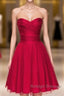 Red Sweetheart Ruches Short Homecoming Dress